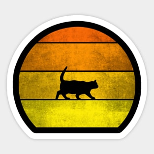 Süße Retro Vintage Katze Im Sonnenuntergang Geschenkidee Sticker